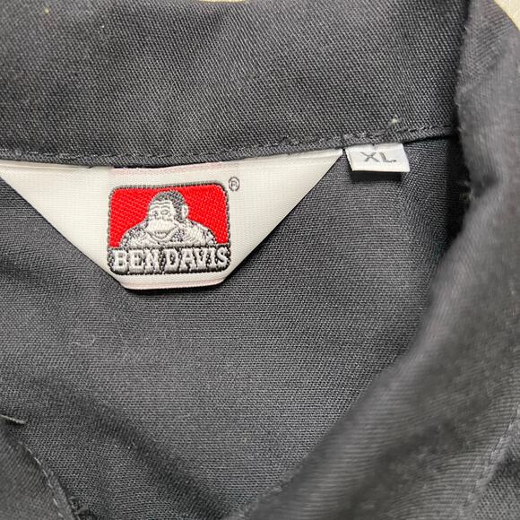 Ben Davis Work Shirt Men's XL Black Half-Zip Short Sleeve Double Pocket Logo Y2K - Picture 2 of 9